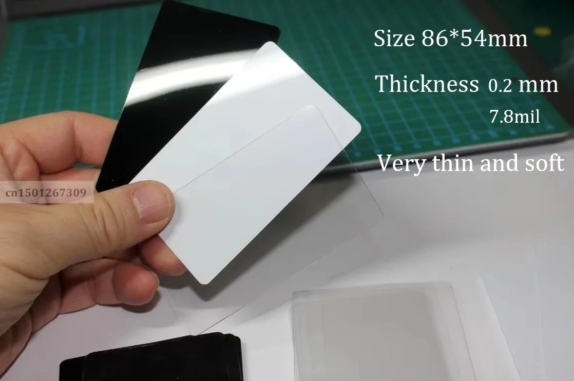 Glossy Finish Plain Blank Plastic PVC Acetate Business Card Thickness 0.2mm Very Thin White Black Clear Transparency 60Pcs