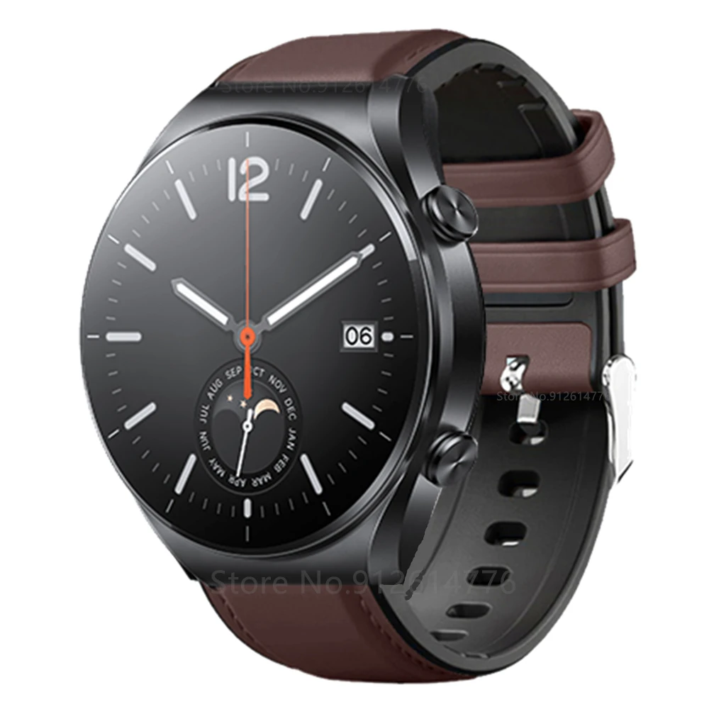 Dual-Material 22mm Silicone and Leather Watchband – Elegant Wrist Strap Bracelet