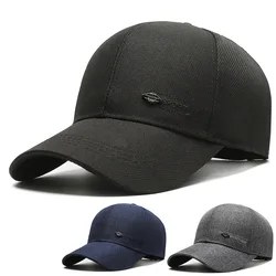 Big Head middle-aged And Elderly Fashion Baseball Cap Gum Lining Hard Top Hat men's Outdoor Sun Hat Polyester Small Iron Label