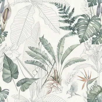 Tropical Palm Leaf Peel & Stick Wallpaper – Light Green Olive 1