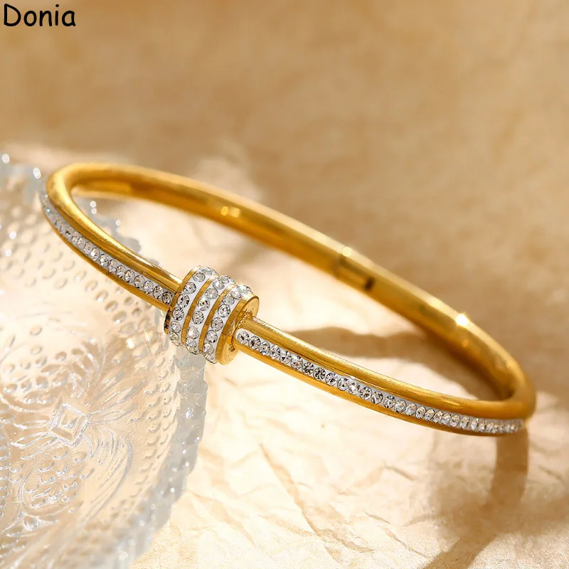 Donia Jewelry European and American fashion small waist titanium steel micro-inlaid zircon bracelet men and women luxury bracele