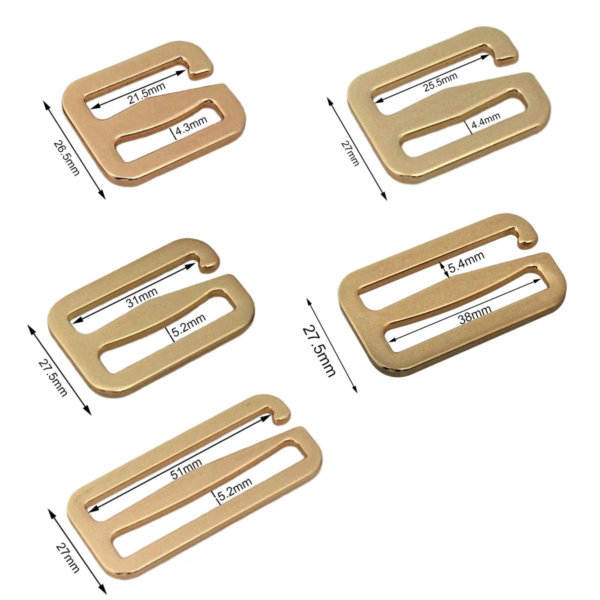 1 Stück Metall-Verstellverschluss 6-förmige Tri-Glide-Schnalle Hakenverschluss für Taschen-Rucksackgurte Bekleidungszubehör DIY-Accessoires – Detail 1