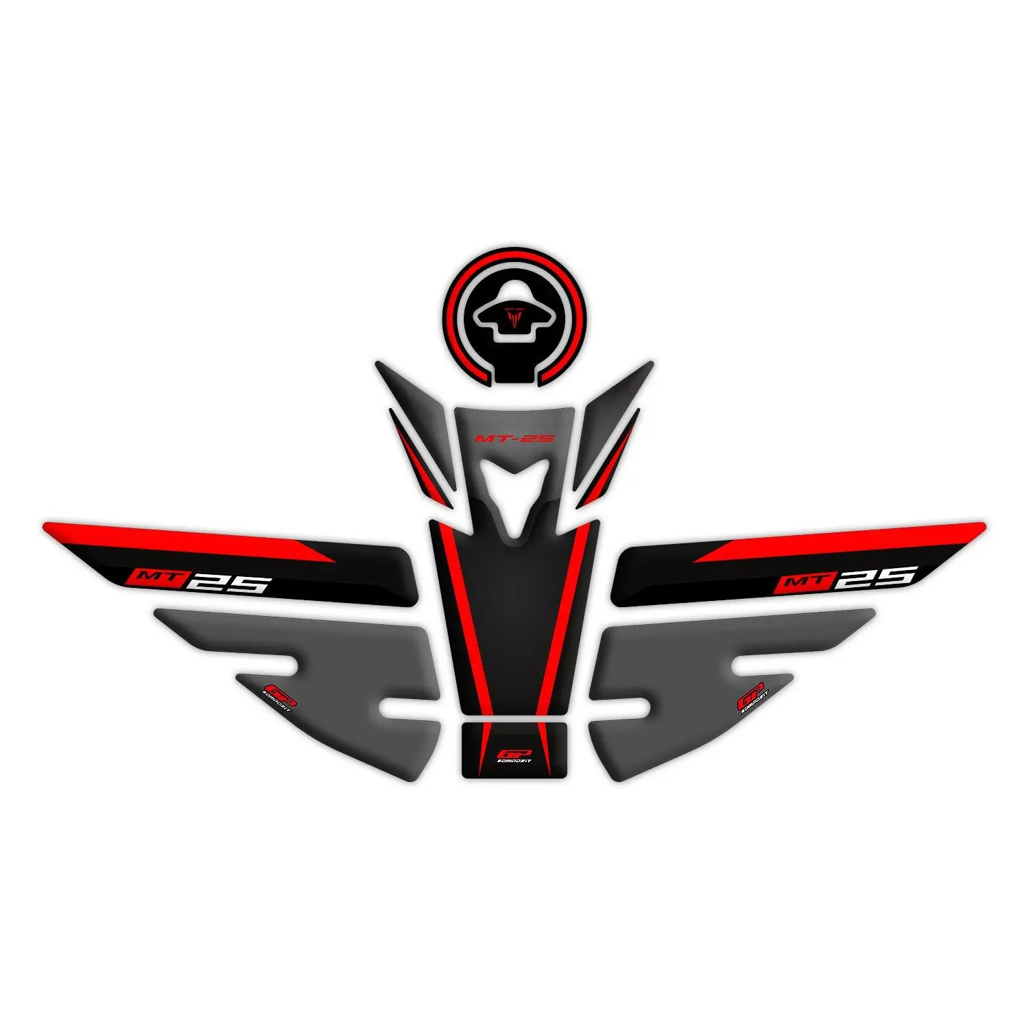 

GP Composite for MT-25/MT-03 2015-2019 Compatible Tank Pad Set Black-Red