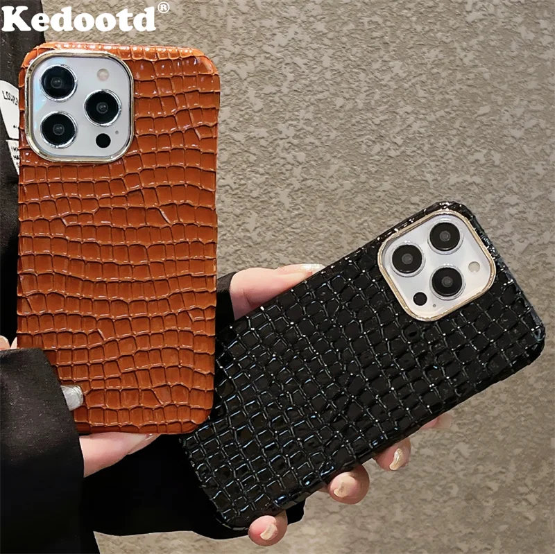 Custodia In Pelle Pu Business Crocodile Skin Texture Per Iphone 15 14 13 12 11 Pro Plus Max Promax Copertura Paraurti Antiurto Hard Coque