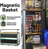 2 Set Magnetic Shelf for Refrigerator with Wood Lid, Fruit Potato & Onion Storage Bins, Pantry Organizers & Storage, Large 2