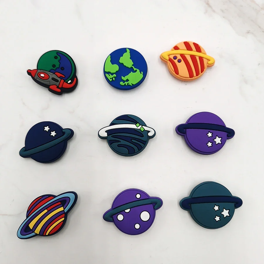 New Design Colorful 9 Planets PVC Shoe Buckle Accessories Fun Shoes Upper Pins Decoration Sandals Charms Kid X-mas Party Gift