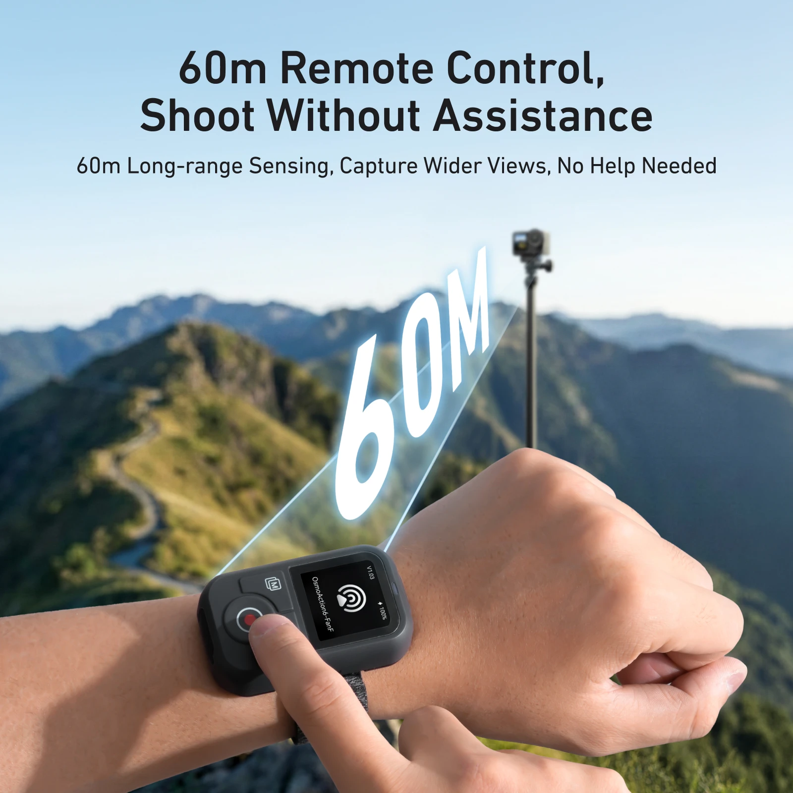 TELESIN 60M T13 Telecomando intelligente compatibile con Bluetooth con display sul cinturino da polso per DJI OSMO Action 6 5pro 4 OSMO 360 - immagine 6