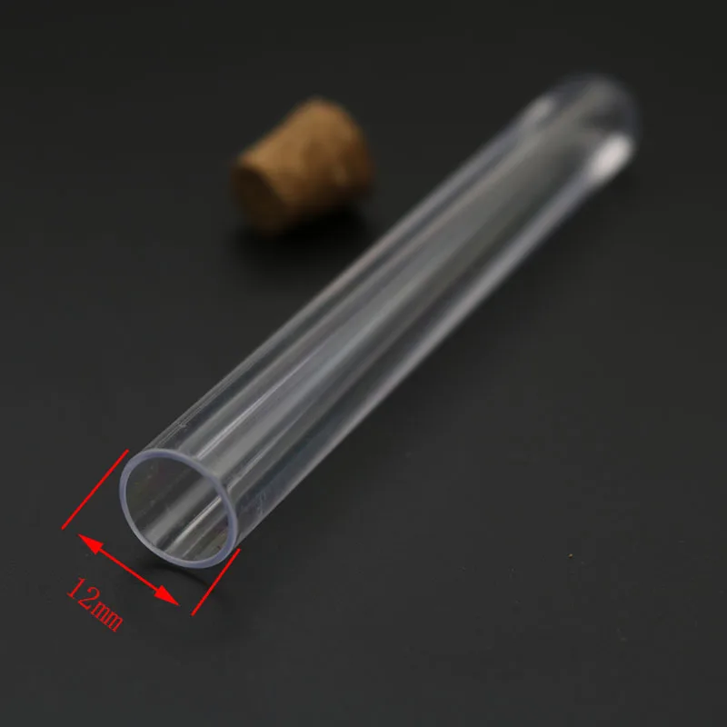 Plastic Test Tubes 10Pcs 12x100mm Transparent Laboratory Plastic Test Tubes With Caps Stoppers School Lab Supplies Accessories