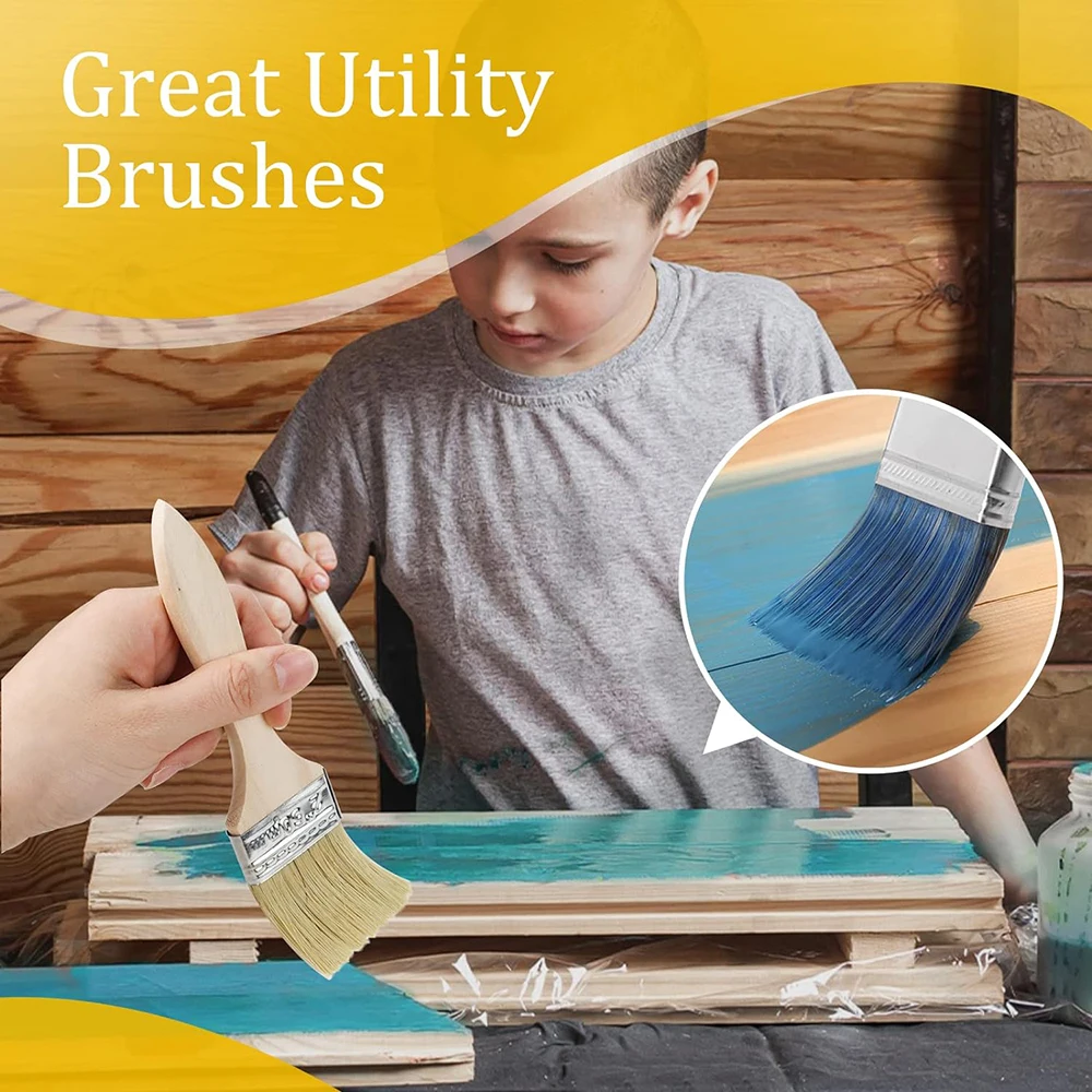 5Pcs Paint Brush Set Furniture Handle Wall Painting Soft Hair Wooden Handle