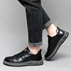Genuine Leather MEN'S lace up casual sneakers new trendy chunky man vulcanized shoes comfy all-match male skateboard footwear 6