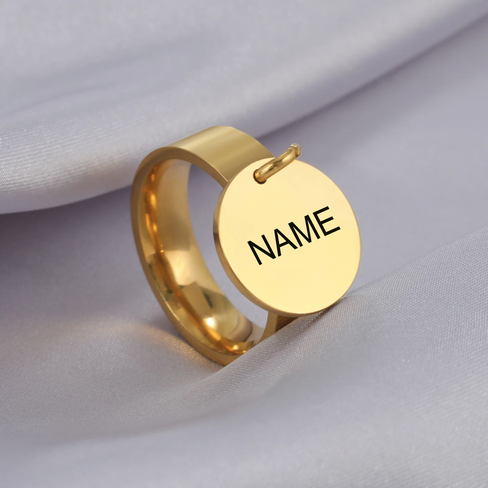 Lemegeton Personalisierte Namensringe für Frauen, individueller Name, gravierter Text, Unterschrift, Handschrift, Buchstabenring, Edelstahlschmuck – Detail 8