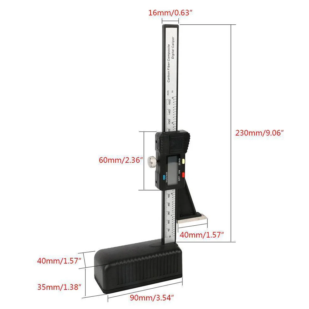 켈리퍼 가정용 디지털 디스플레이, 내구성 전자 마그네틱 플라스틱 측정 도구, 미니 라이트 무게추 높이 게이지, 0-150mm, 6 인치