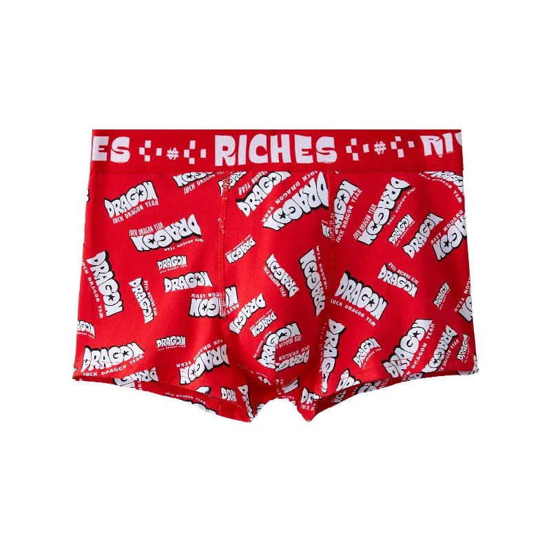 Men's underwear: pure cotton breathable flat angle red underwear 3PCS