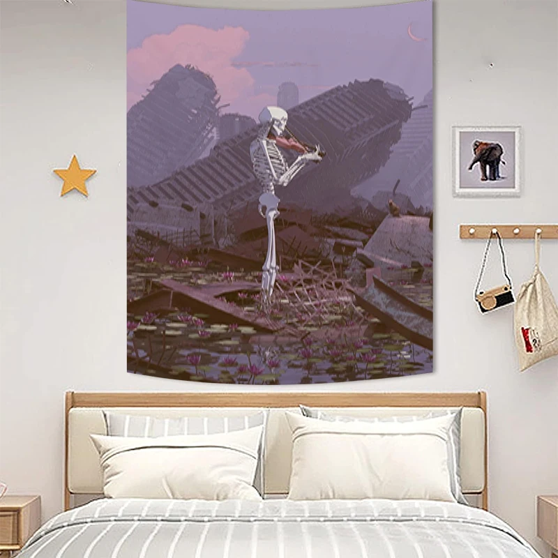 

Love Skeleton Wall Tapestry Aesthetic Home Decoration Tapestries Room Decor Luxury Tapries Decors Bedroom Fabric Hanging the Art