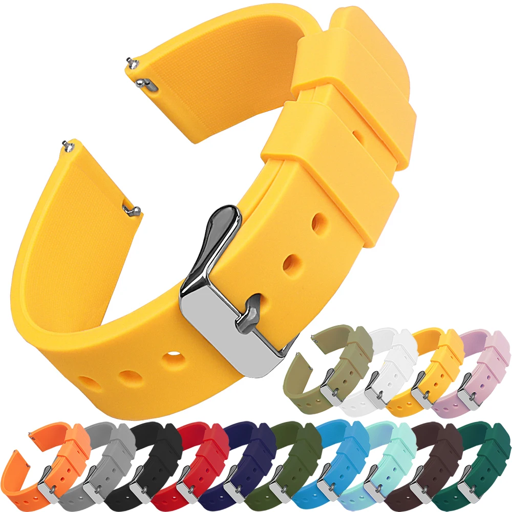 Silicone watch bands 14 16 18 19 20 21 22 24 mm soft quick release