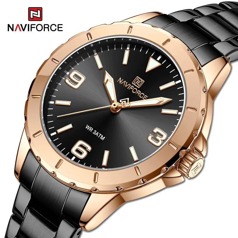 Business NAVIFORCE Women Bracelet Watches Fashion Ladies Quartz Stainless Steel Clock Female Wristwatches Waterpoof Montre Femme