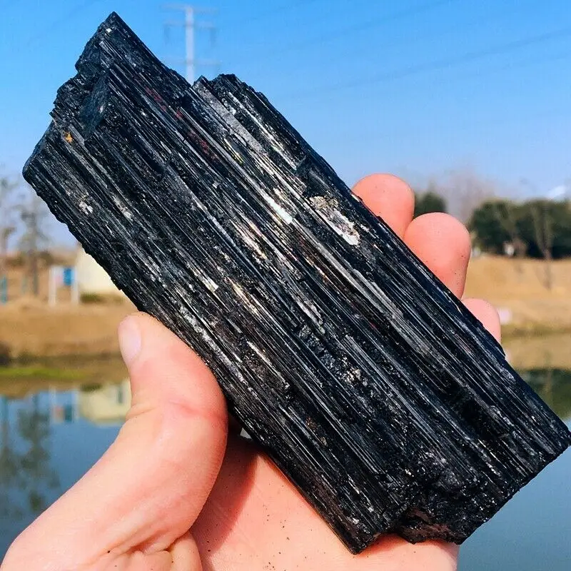 Natural Beautiful Black Tourmaline Quartz Specimen Crystal  Home Demagnetization Decoration Energy  Gem 4