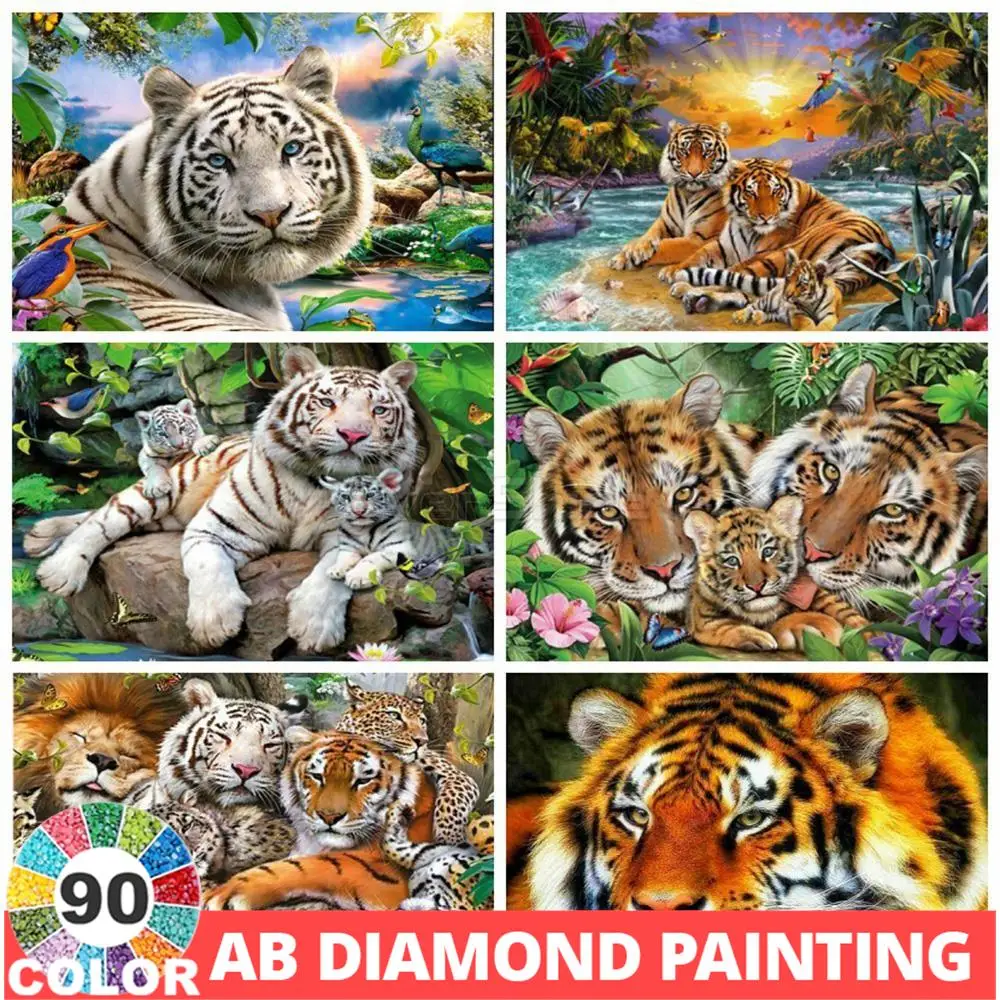 

Алмазная живопись AB 90 цветов 5D, вышивка тигром, животные, вышивка крестиком, мозаика, искусство, домашний декор, сверло, настенные наклейки