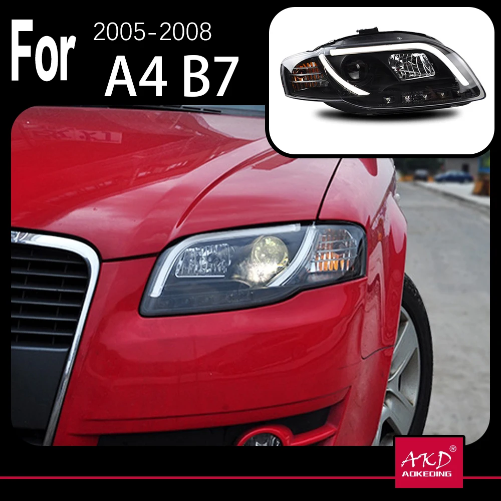 

AKD Car Model for Audi A4 Headlights 2005-2008 A4L B7 LED Headlight DRL Hid Head Lamp Angel Eye Bi Xenon Beam Accessories