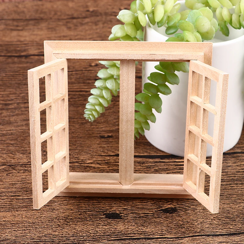 1/12 Dollhouse Miniature Blank Wood Window Frame Doll House Accessories Pretend Play Toy For Doll House Furniture Miniatures
