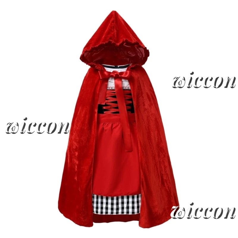 Cute Red Riding Hood Costume For Girls With Cape Makeup Ball Party Costume Perfect For Halloween Christmas Performances