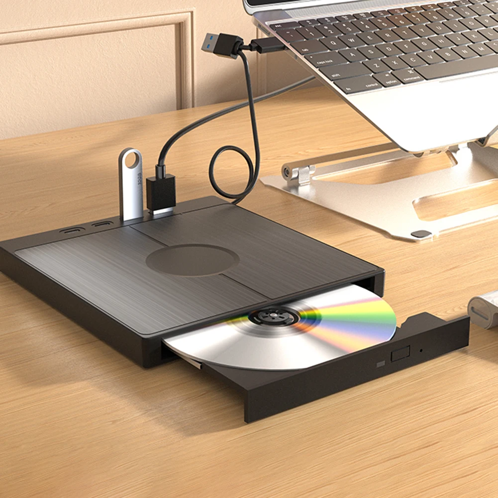 7 in 1 External CD/DVD Drive CD/DVD Disk Drive Player Burner Reader Writer 1 TF/SD Card Slots USB 3.0 Optical Drives for Laptop