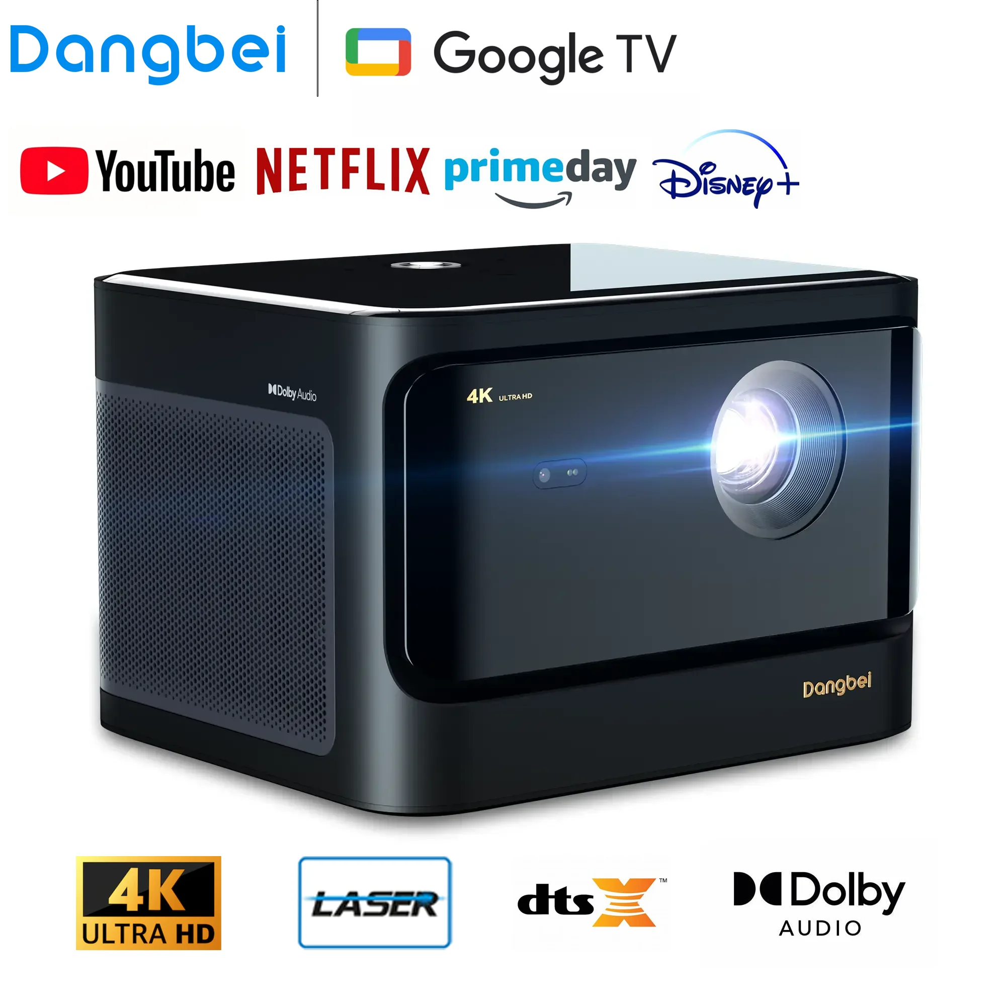 Dangbei-DBOX02レーザープロジェクター,UHD, True 4K, Netflix
