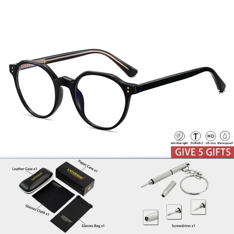 CATERSIDE Mode Männer Runde Kleine Rahmen Gläser Ultraleicht Hochwertige Rahmen Frauen Lesen Anti Blau Licht Optische Brillen – Detail 6