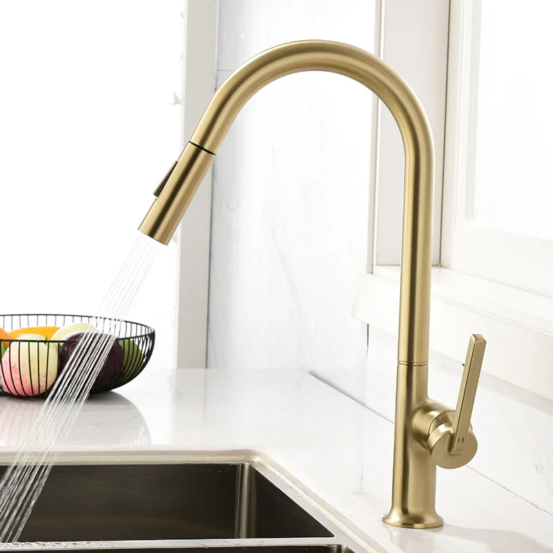 Description Picture 3 of itemBrushed Gold Pull Out Kitchen Faucet Water Filter Tap Brass Crane For Kitchen  Black  Sink Faucet Mixer 3 Way Kitchen Faucet