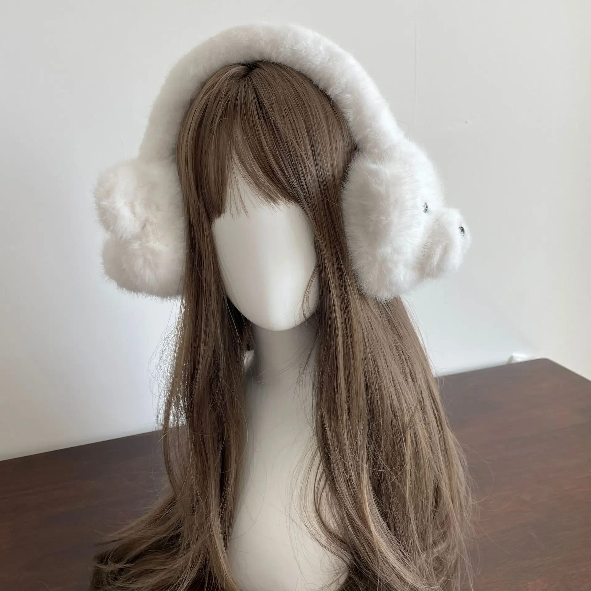 Kawaii Bear Plush Earmuffs Women Winter Warm Ear Muffs Y2K