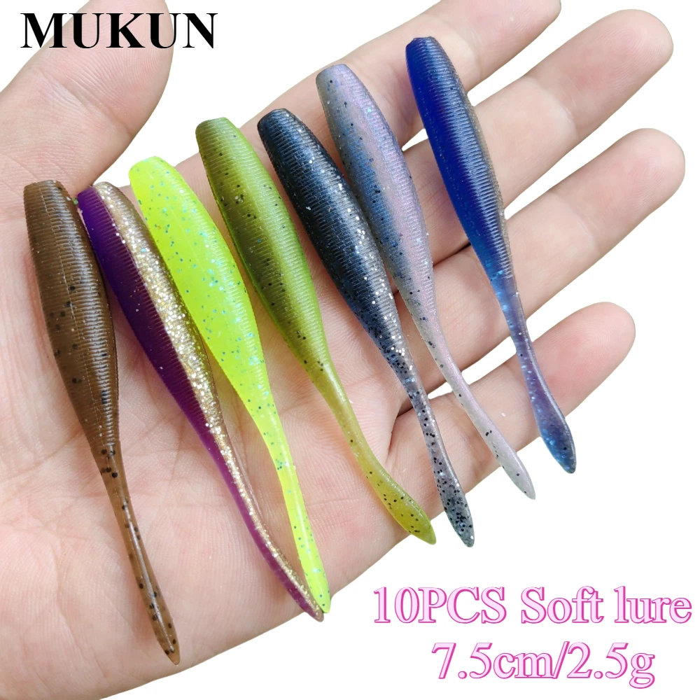 MUKUN 10 Stück Angelköder Drop Soft Baits 7,5 cm/2,5 g Soft Lure Iscas Kunstköder Leurre Louple für Bass Pike Fishing Baits