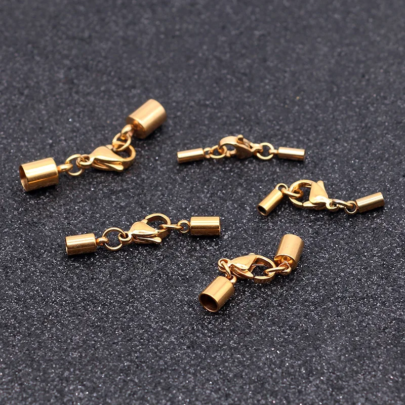 Stainless Steel End Lobster Claw Clasps Caps Extended Chain Jump Rings Jewelry Connector 3