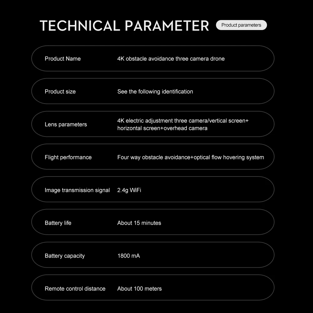 K10 MAx Drone, technical parameter product parameters product name 4k obstacle avoidance three camera drone