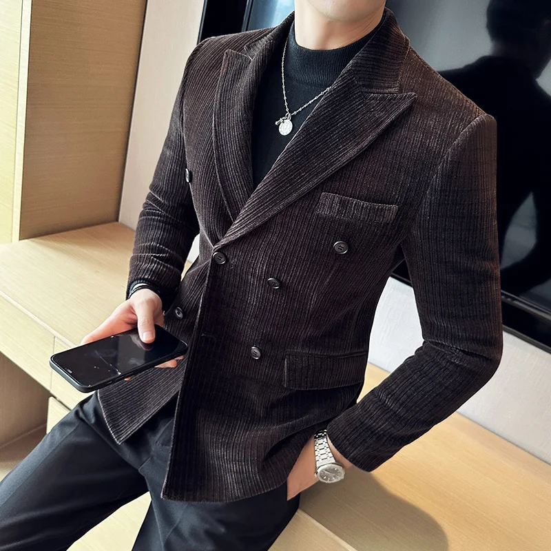 

Brand Clothing Men's Corduroy Suit Jackets/Male Slim Fit Fashion High Quality Tuxedo/Man Spring Autumn Blazers Office Dress