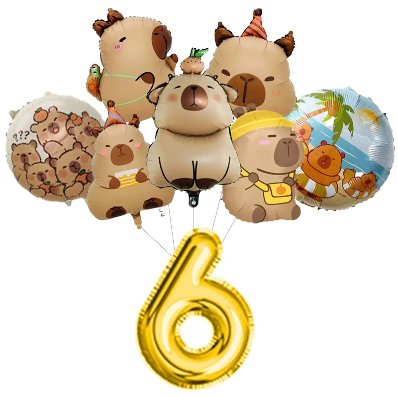 Capybara-Thema-Geburtstagsballons, Cartoon-Kawaii-Capybara-Form, Zahlenballon-Set, 1–12, für Kinder, 1–12 Jahre Geburtstag, Party-Dekoration – Detail 15