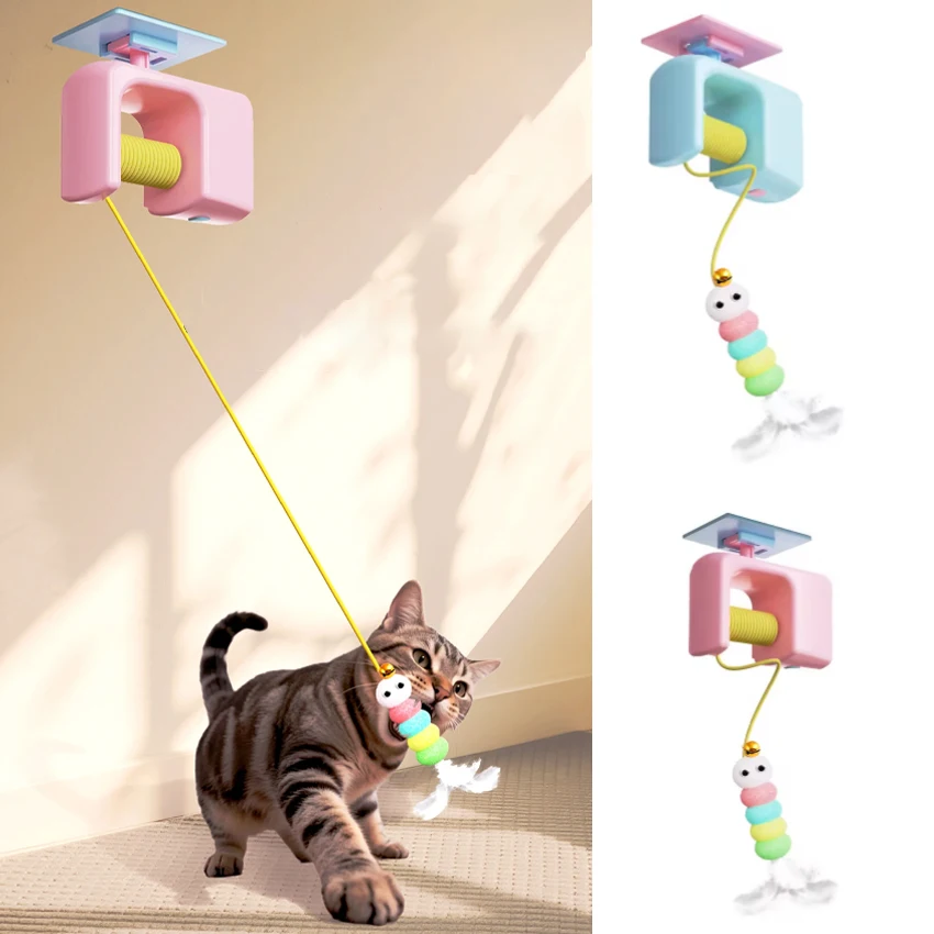 Cats Toys Cats Toys Pet Stress Relief Rechargeable Interactive Hanging Door Automatic Electric Flying Bird Cat Toy for Hunt Elastic Rope