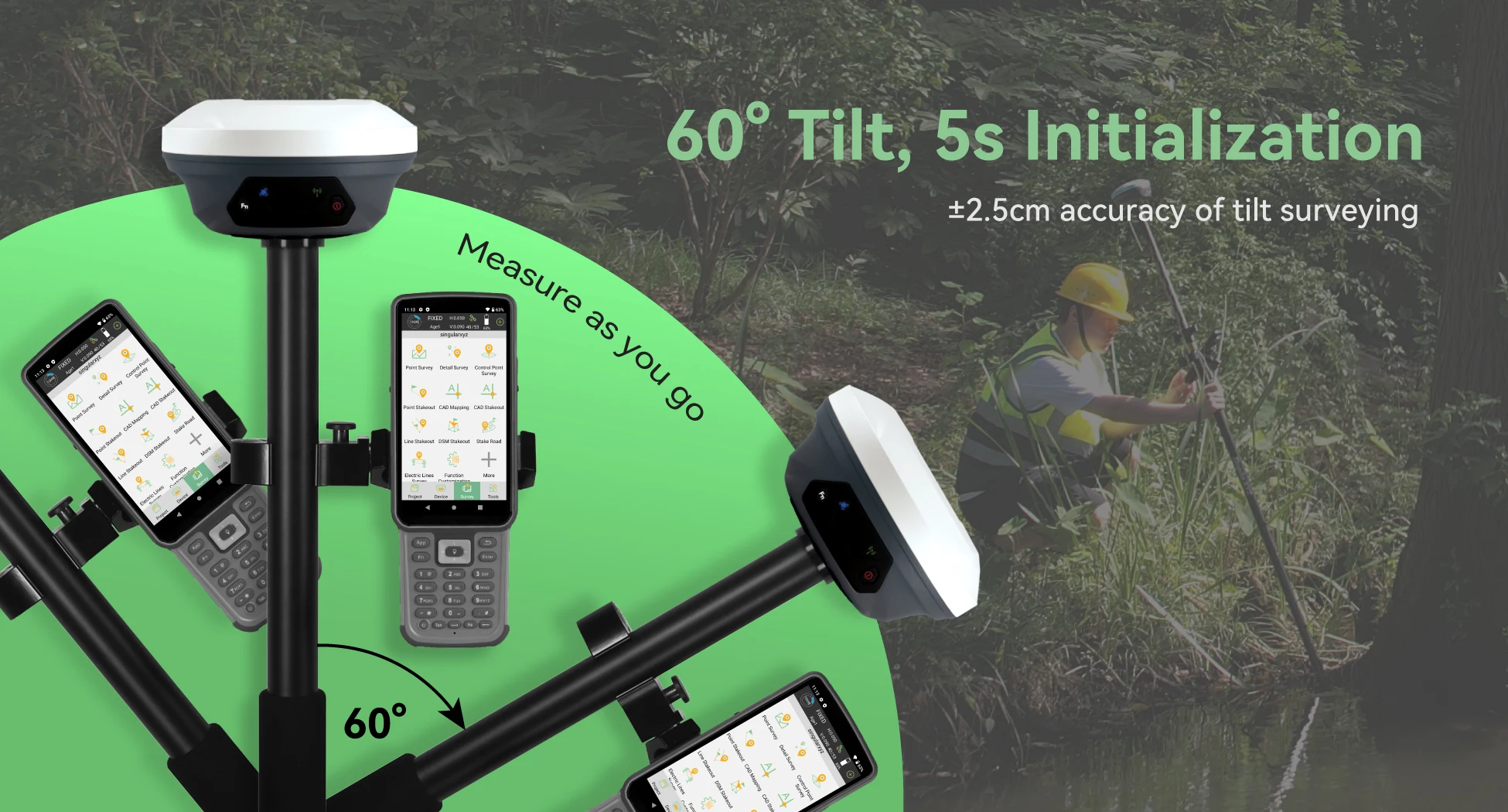 E1 RTK Rover Kit 10% Off GNSS Survey Equipment 20 Hours Endurance GPS with IMU H