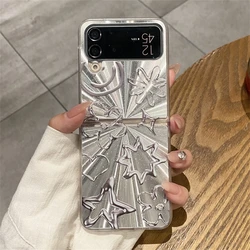 Y2K Cute Flower Star Laser Aurora Shockproof Phone Case for ZFlip6 (Silver)