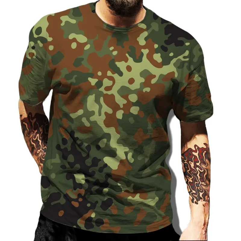

Summer Men's Army Field Camo Short Sleeve Printed T-shirt 3D Printed Casual Style Clothing Sports Street Top Extra Large