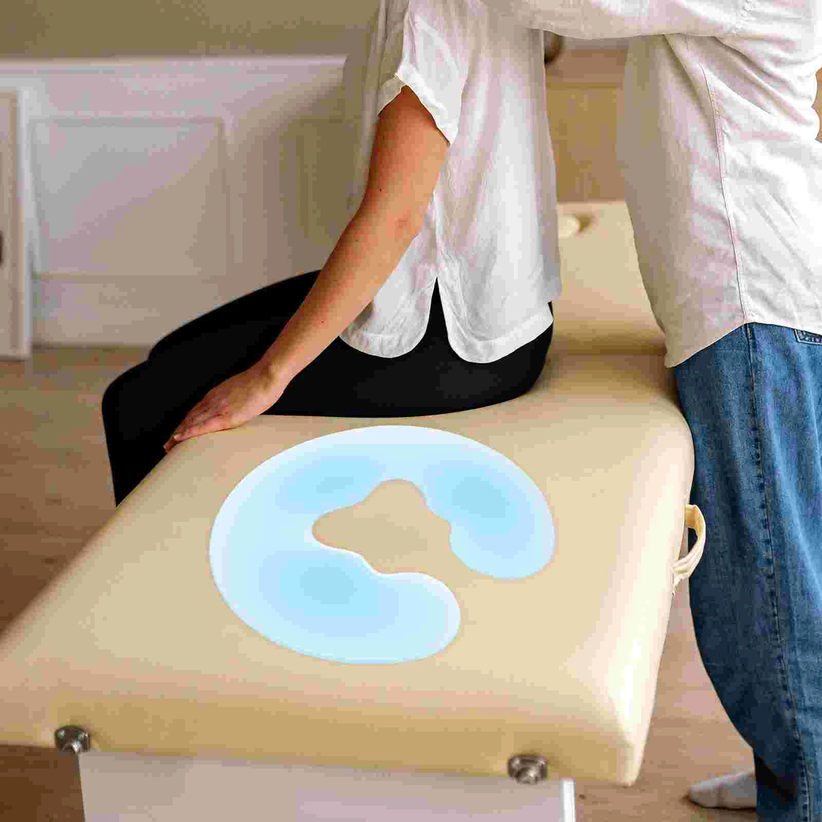 

1PC U-shaped Hole Pillow Face Massage Sleeping Lying Pillow Silicone Pad for Beauty Salon Spa Massage Parlors (Blue)