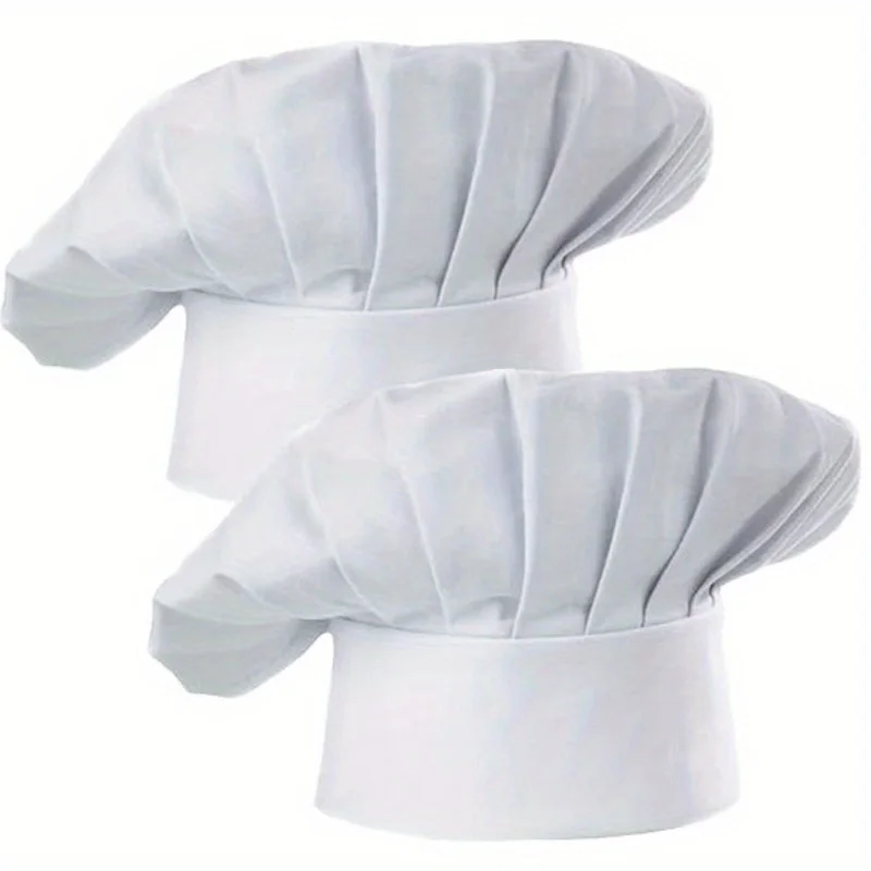Adult Chef Hat Pack Adjustable Elastic Baker Cap 2pcs for Kitchen Cooking Suitable for Catering Schools Colleges Restaurants