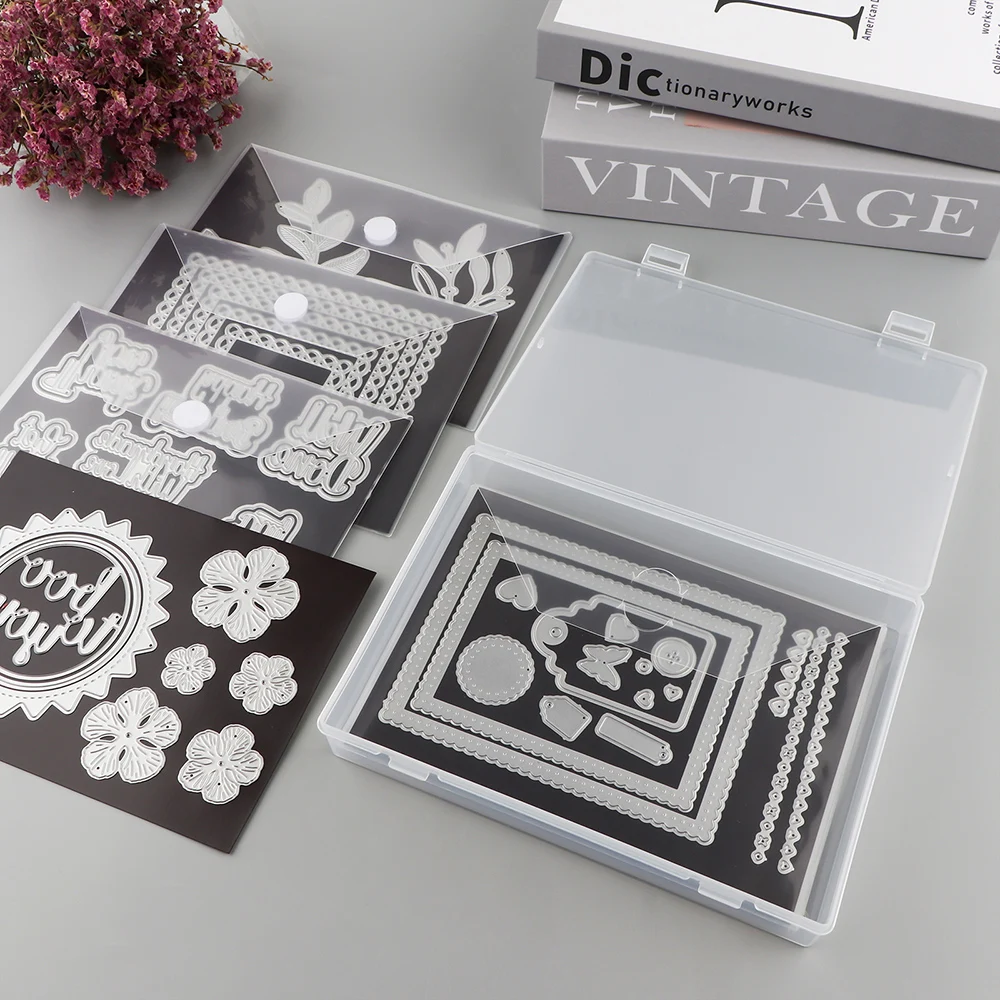 Storage Bag Stamp Storage Binder Rubber Magnetic Stripe for Clear Stamp & Die Storage Rubber Magnetic Sheets Plastic Envelopes Pockets Crafts Organizer Holder