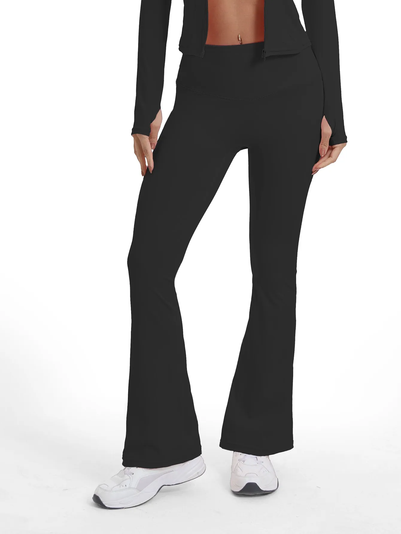 Women's Bell-bottom Yoga Leggings With Pockets Tummy Control High Waist Workout Pants Gym Running