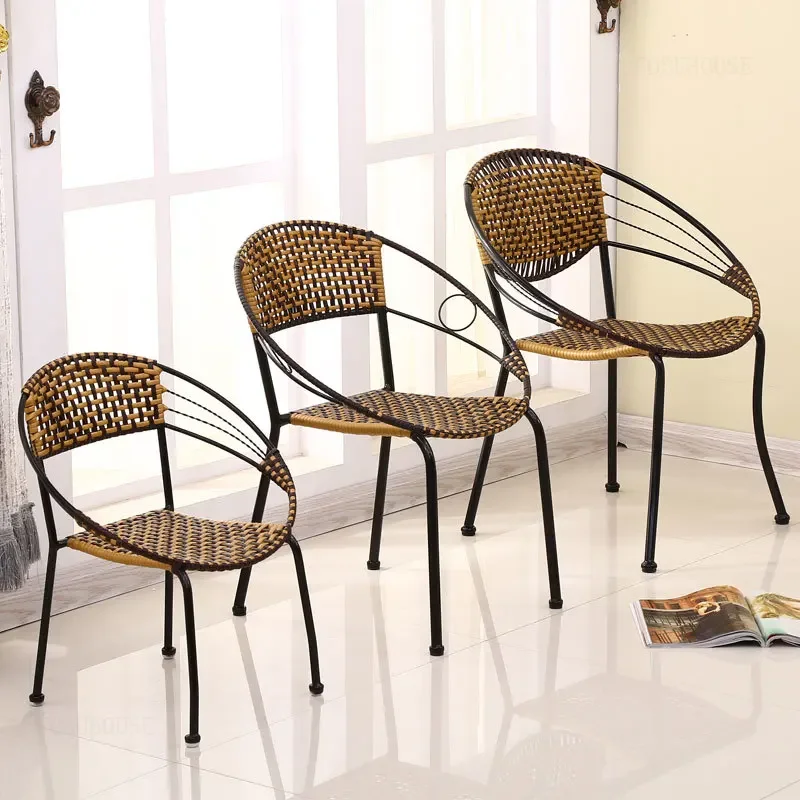 Anti-slip Rattan Chairs for Balcony Breathable Backrest Single Garden Chairs Chinese Personality Garden Furniture for Farm