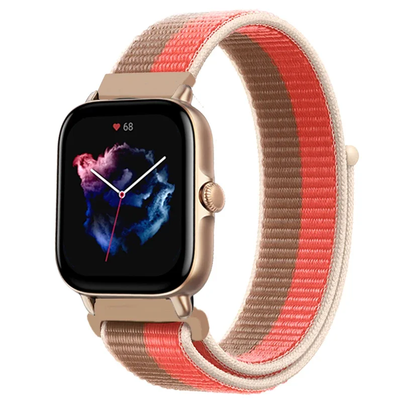 

20mm 22mm watch band For Amazfit GTS/2/3/pro/4/2e/GTS2 Mini/GTR 42mm/47mm/GTR2/2e/stratos Nylon Loop Bracelet Amazfit bip strap