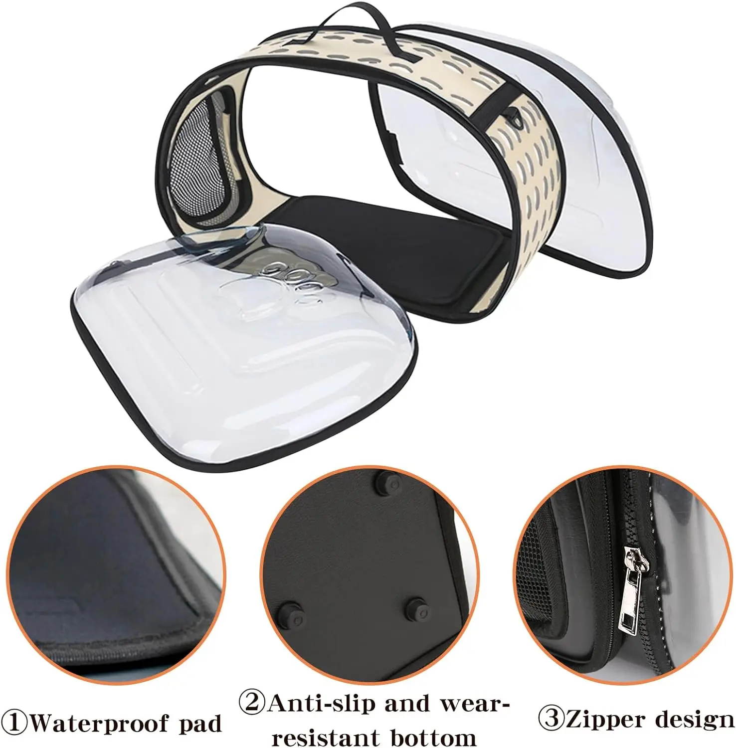 Pet Carrier Bag Transparent Foldable Outdoor Travel for Dog Cat Crossbody Portable Breathable Collapsible
