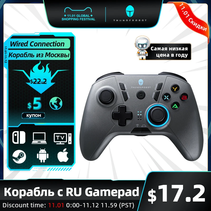 ThundeRobot G30 Wired Vibration Gamepad Joystick Controller for Switch Windows PC PS3 STEAM Phone TV Game Controller Joypad