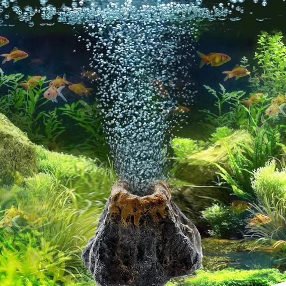 Fish Tank Decoration Landscape Rockery Aquarium Simulation Volcano Can Be Self-loaded Oxygen Pump Home Crafts Decoration