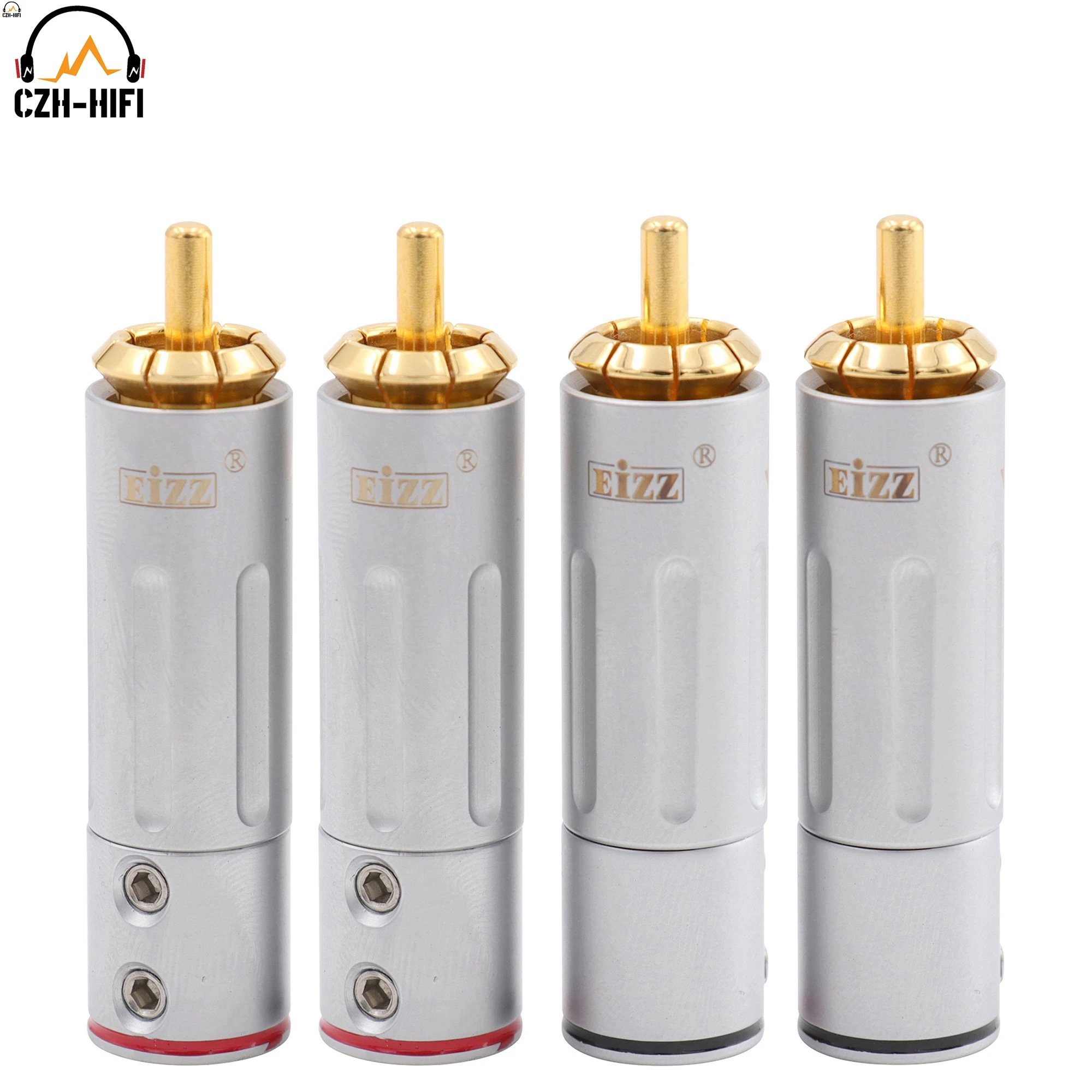 Eizz-high End Conector Rca Plug Latão Banhado a Ouro 24k Adaptador com Bloqueio Hifi Áudio Vídeo Amp tv av Dvd Cabo de Sinal
