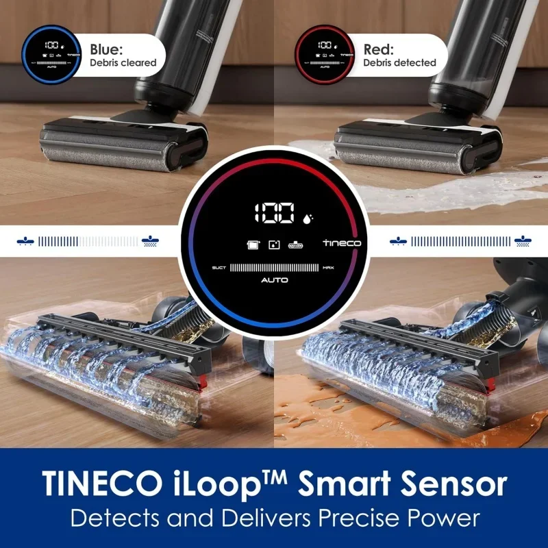 QWTineco Floor ONE S5 Smart Cordless Wet Dry Vacuum Cleaner and Mop for Hard Floors,Digital Display,Long Run Time 4